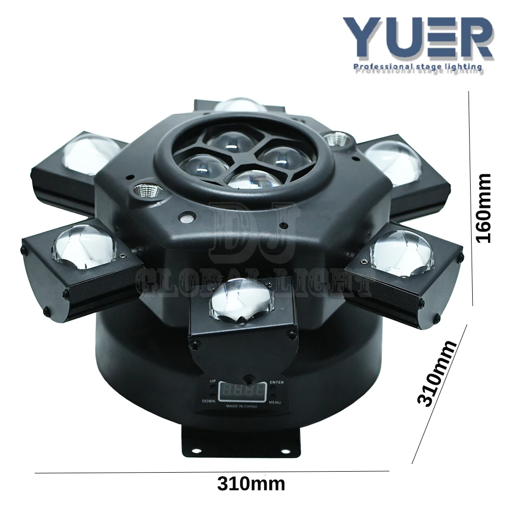 Yuer 6 ojos de abeja láser estroboscópico cabeza móvil efecto luz 10W LED RGBW cuentas DMX512 control automático para DJ Disco Club fiesta luz de escenario