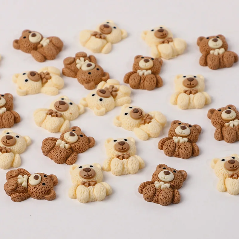10/30/50 Stück Harz-Teddybär-Cabochons, flache Rückseite, DIY Scrapbooking, Bastelbedarf, Handy-Deko, Zubehör, Geburtstag, Party, Weihnachten, DIY-Geschenk – Detail 15