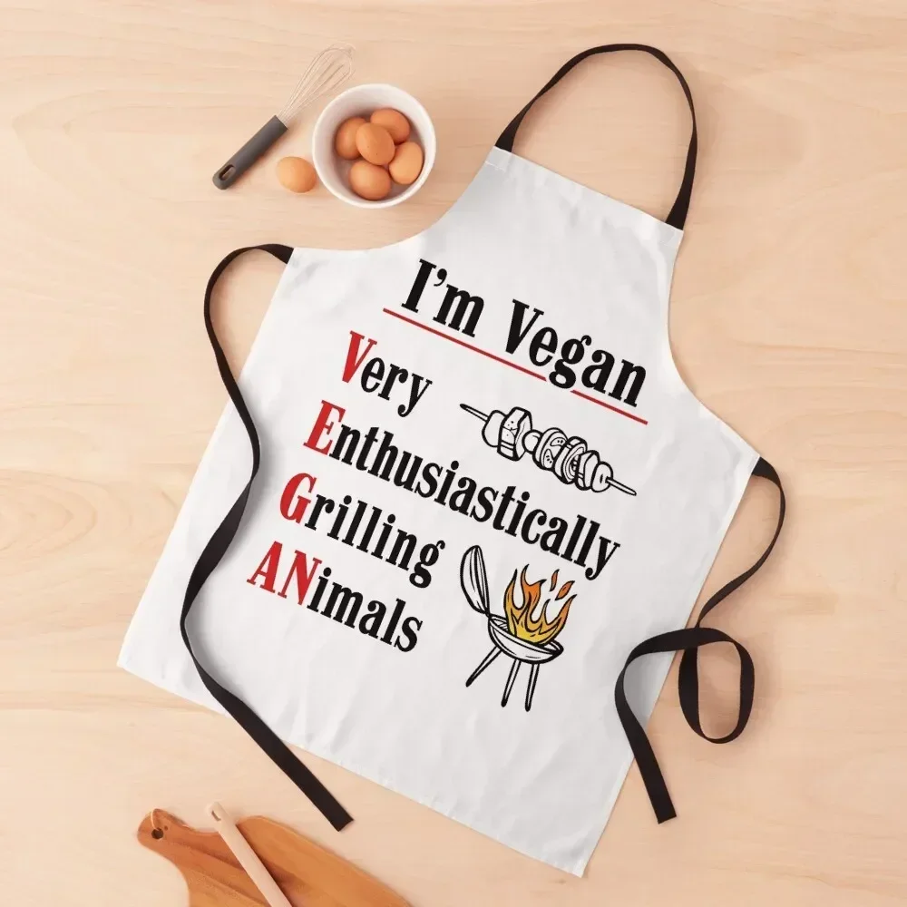 I'm VEGAN Very Enthusiastically Grilling ANimals Apron Men'ss Women's Dresses Apron