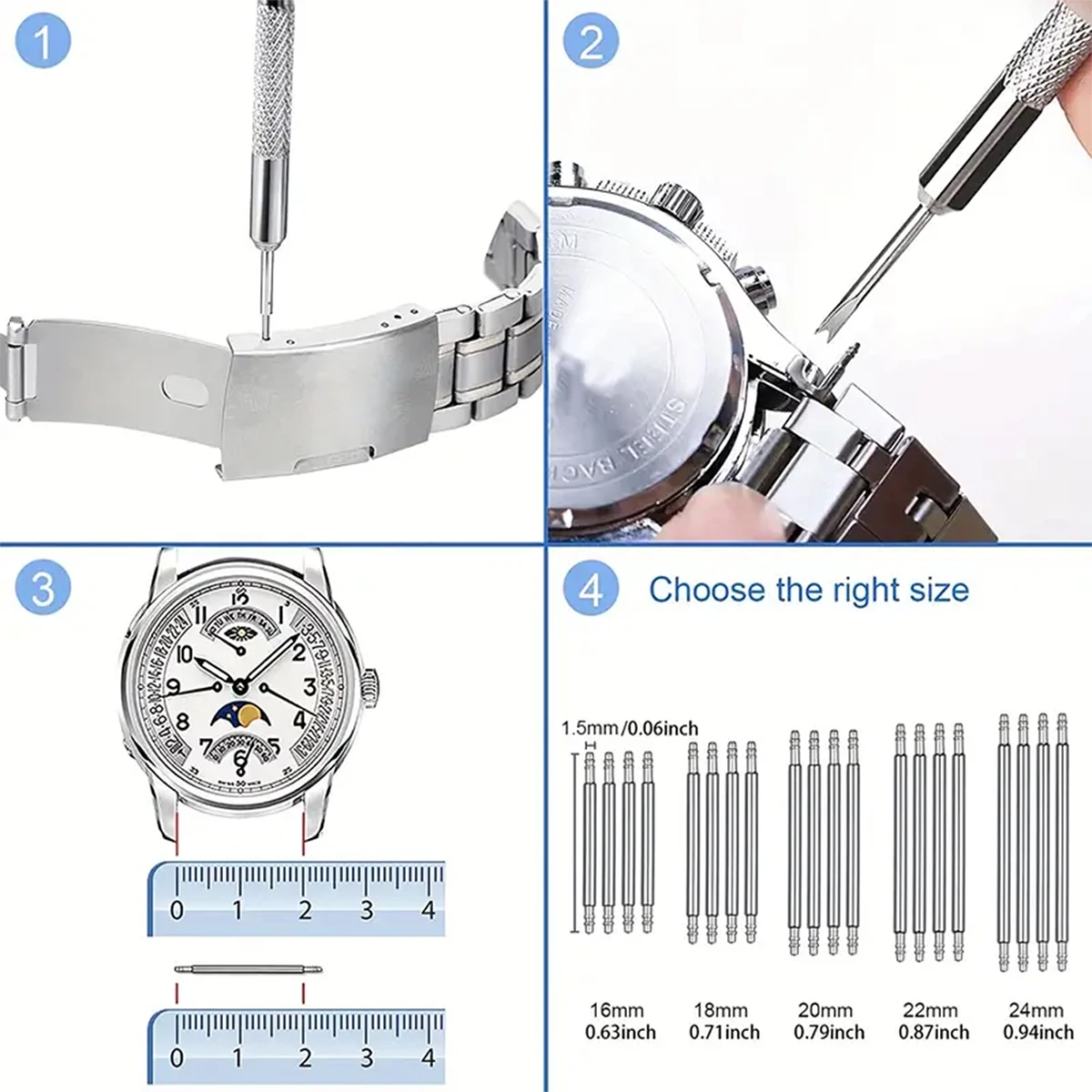 31 pieces Watch battery replacement kit service screwdriver watch band replacement tool shell opener Ideal choice for Gifts image 2