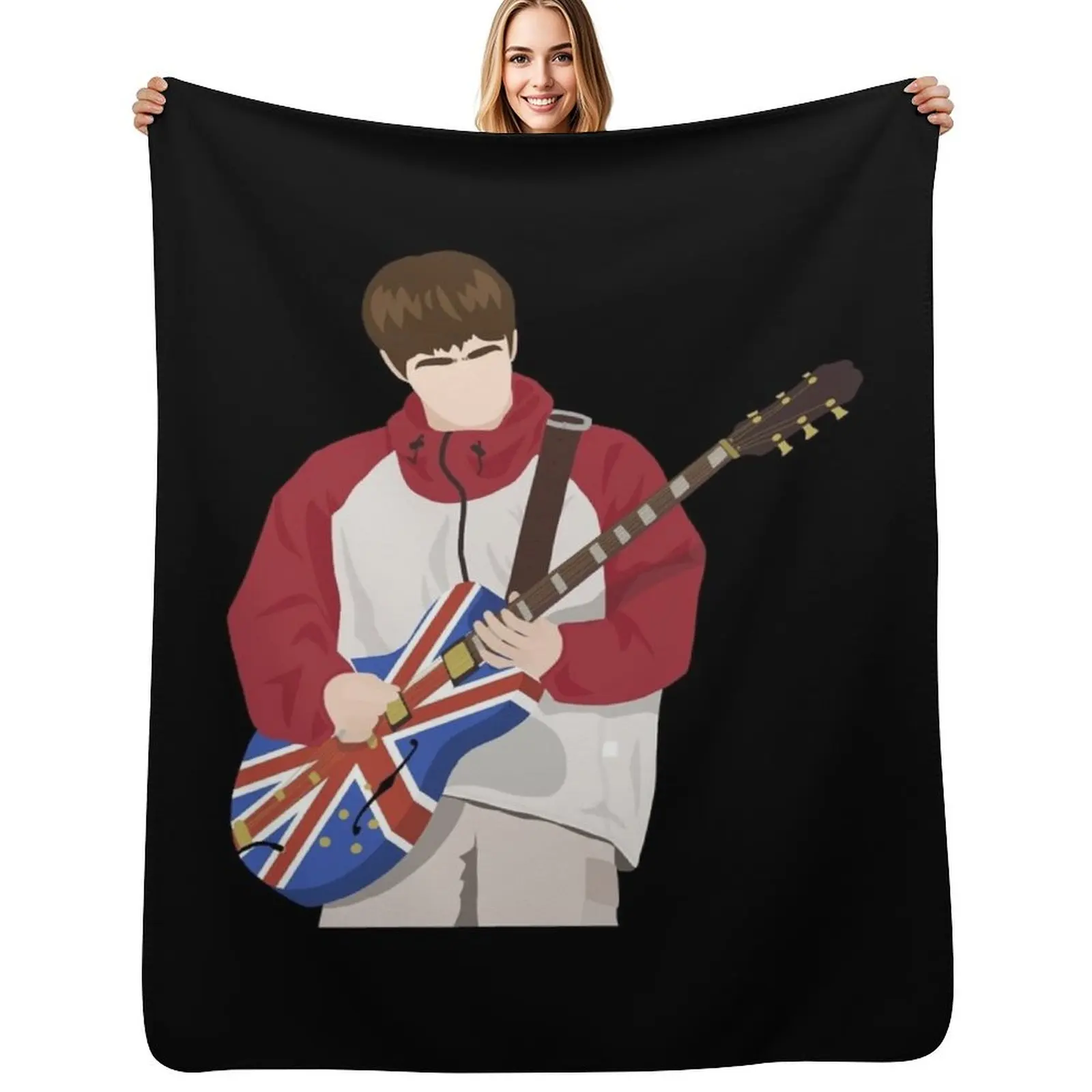 Noel Gallagher with Guitar Throw Blanket Sofa Throw Sofa Quilt Flannels anime Weighted Retros Blankets