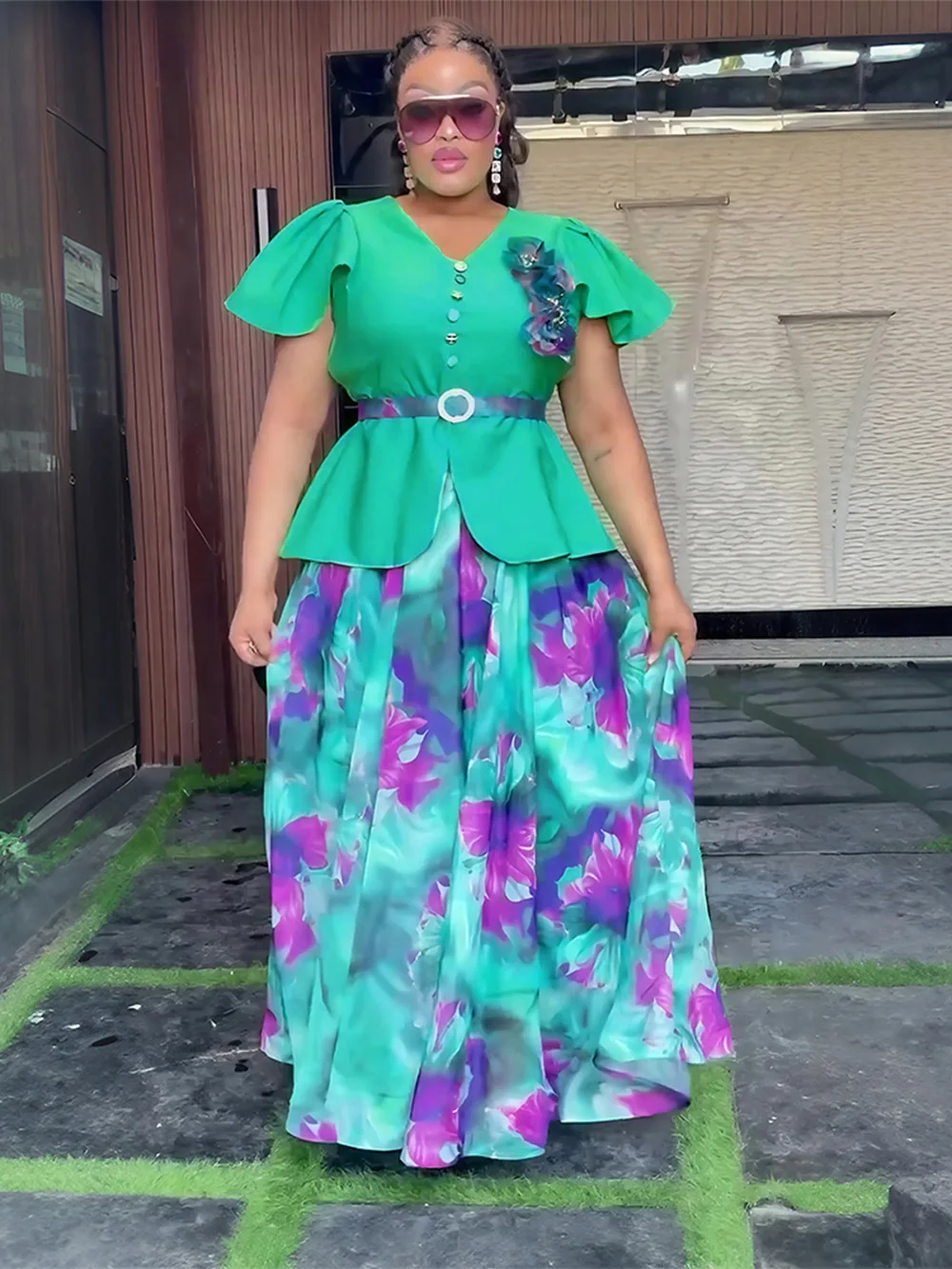

Elegant African Dresses For Women 2025 New Summer Fashion Print Wedding Party Midi Dress Plus Size Evening Gown Ladies Clothing