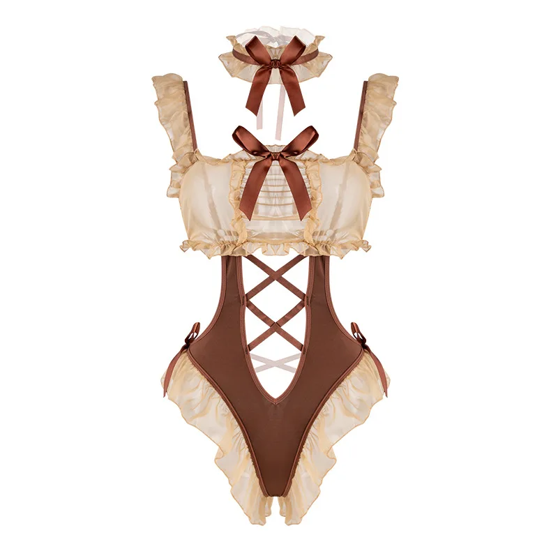 Nova moda elegante feminina sexy cosplay urso lingerie roupa interior festa de halloween erótico aberto virilha roleplay sm bodysuit