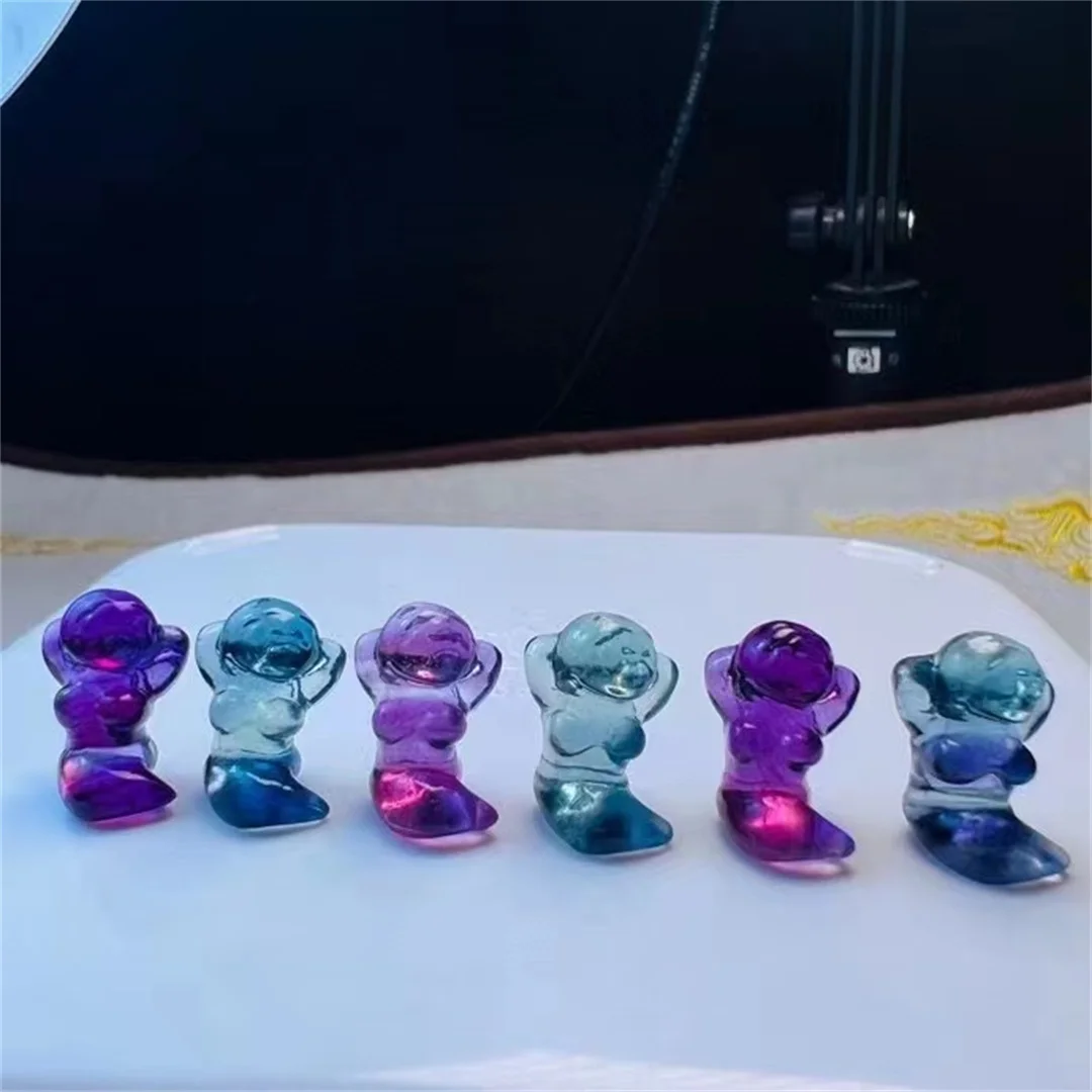 

10pcs/bag natural random 15mm cute small fluorite mermaid home decoration gift