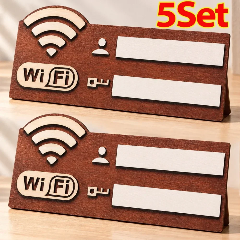 Wooden WiFi Password Sign Vintage Wall-Mounted Wireless Network Indicator Plaque Multi-Purpose Home Office Hotel Decor Accessory
