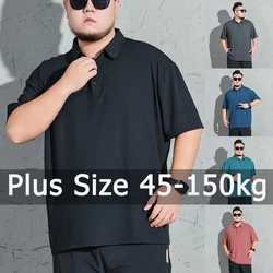 Polo Shirt Men Plus Size 6XL 7XL 8XL 9XL 45-150kg Short Sleeve T Shirt Plain Casual Loose Oversized Tops Men Clothing Polo Shirt