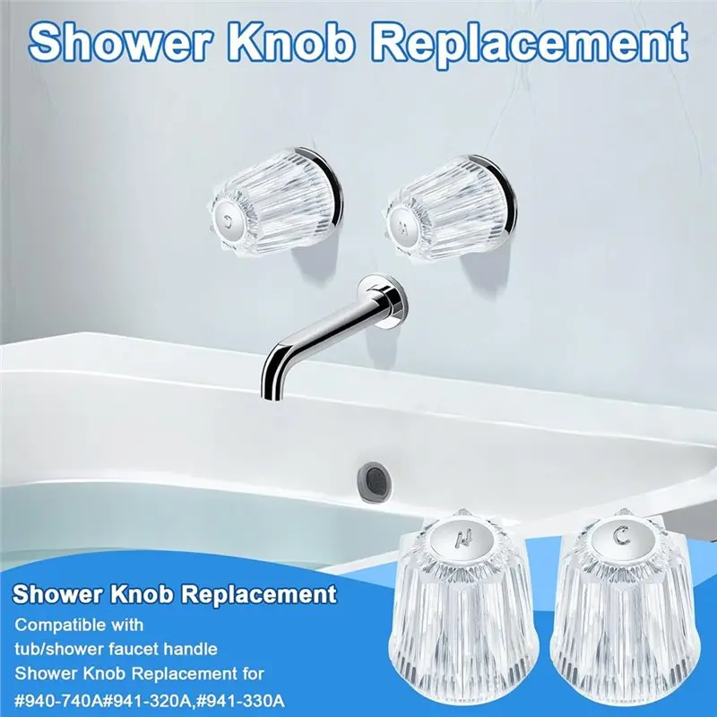 ABKL-Bathtub Faucet Handle Set Hot Cold Bath Tap Replacement Knobs Two Handle Bathtub Faucet Knob Kit