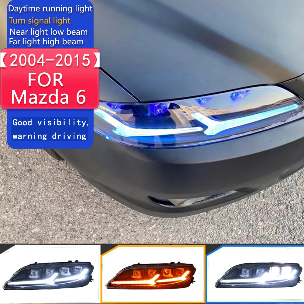 

Передняя лампа для Mazda 6 Mazda6 2004 2005-2015, модифицированная светодиодная фара, Стайлинг Upgarde, динамические линзы указателя поворота, автомобильная 2 шт.