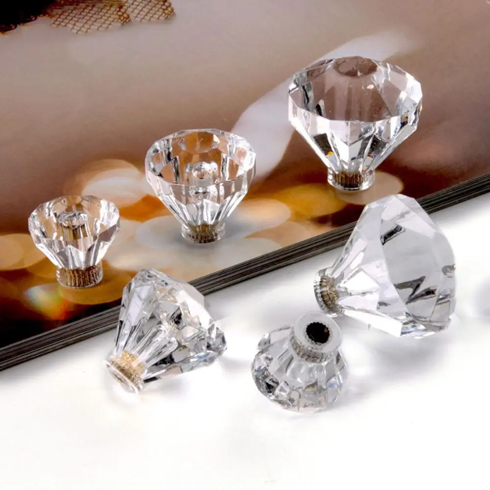 Transparent Crystal Glass Cabinet Knob Acrylic Single Hole Drawer Pull Handle Furniture Hardware 20/25/30mm Drawer Knob