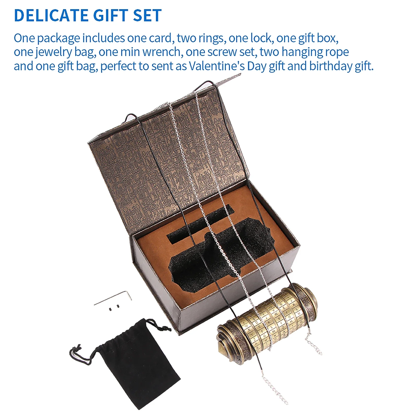 Imagem -03 - Metal Cryptex Locks da Vinci Brinquedos Educativos Presentes de Casamento Dia da Mãe Dia dos Namorados Presente Carta Password Escape