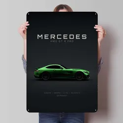 Mercedes AMG GTR PRO Green Metal Sign Cars Poster Coffee Corner targa in banda stagnata per Garage Wall Art Decoration Room Decoration Man