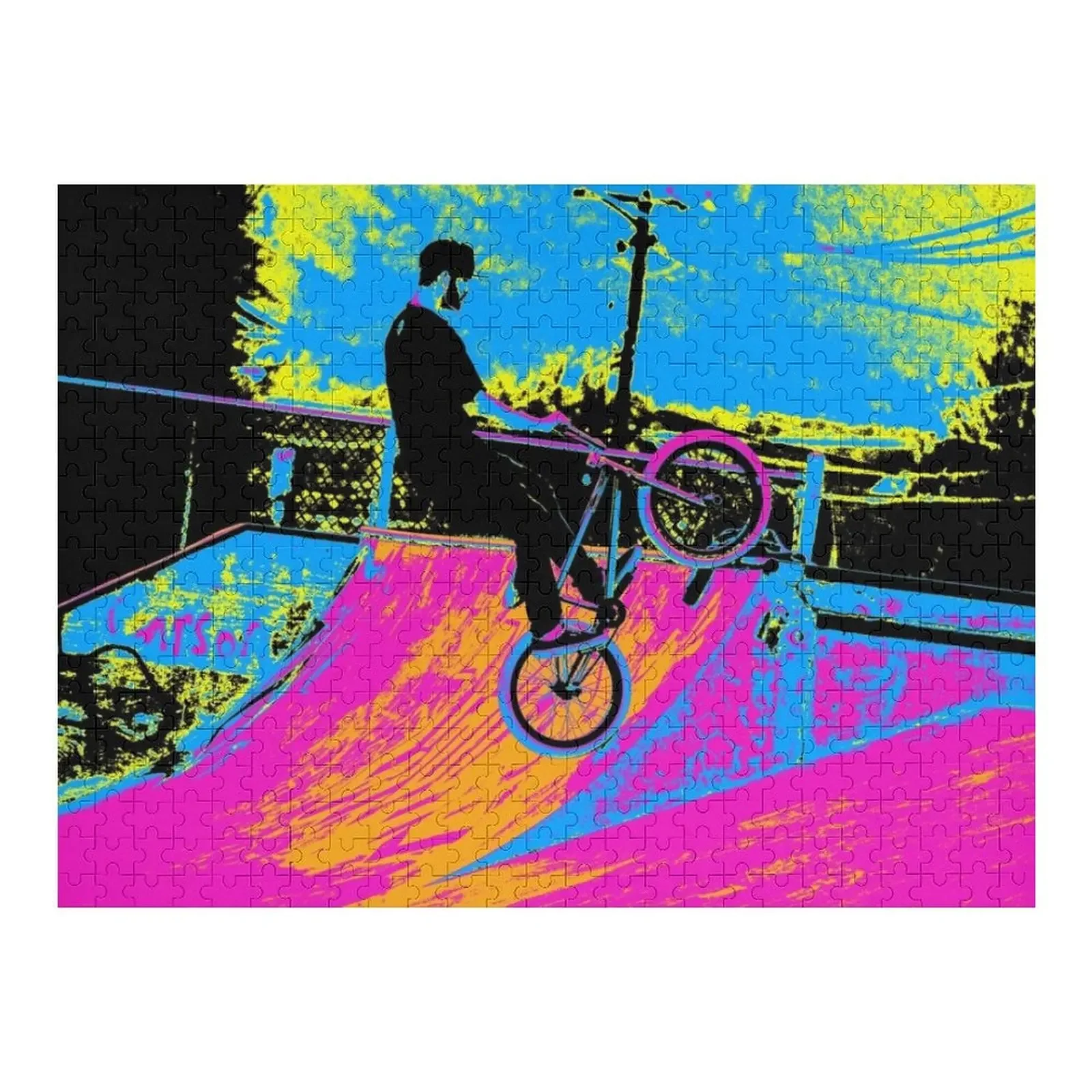 

Riding the Ramp - BMX Bike Rider Jigsaw Puzzle Custom Name Child Toy Personalized Baby Toy Puzzle