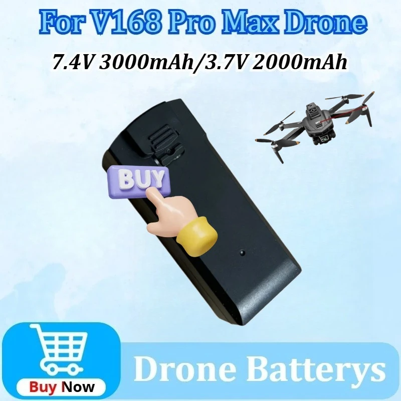 

Upgraded V168 Pro Max Drone Battery 7.4V 3000mAh/3.7V 2000mAh Replaceable for V168 RC Quadcopter Spare Battery Parts Accessories