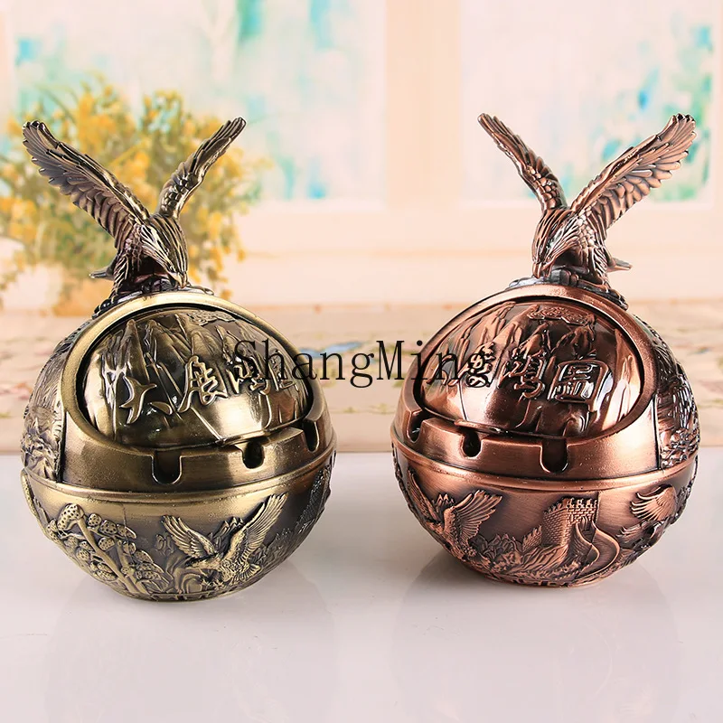 

PYH Zodiac Retro Ashtray with Lid Windproof Ash Flying Anti-Smoke Odor Anti-Fall Home Office Smoke Cylinder Ornament