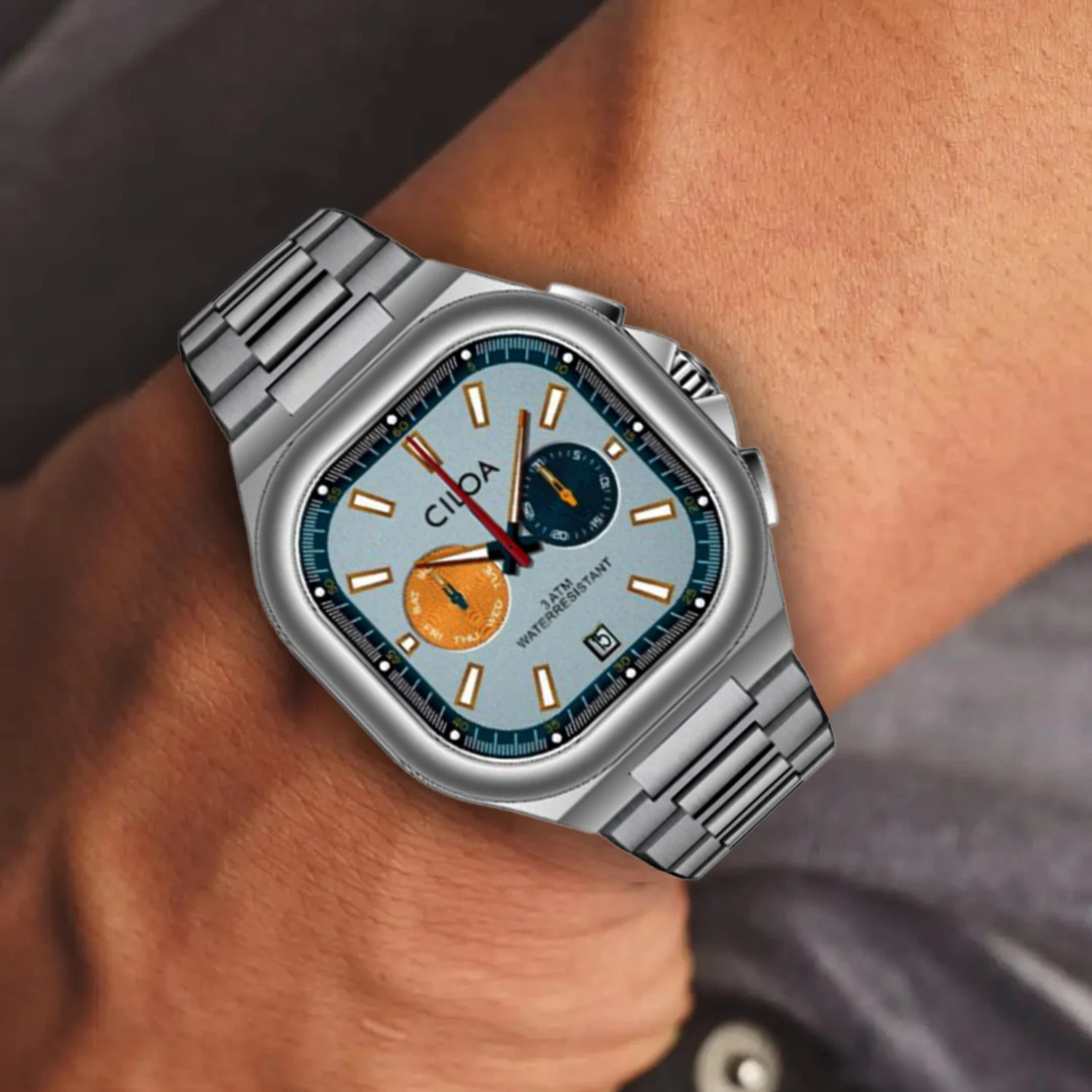 CILOA Multifunktionale blaue quadratische Sportuhr für Herren, Authentische, modische, hochwertige Edelstahl-Quarzuhr der Marke 2025,