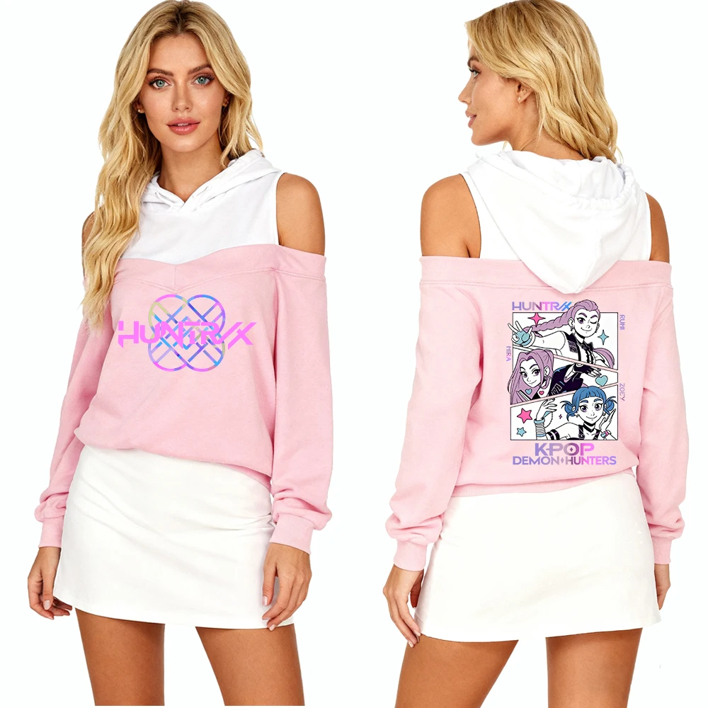 سترة بغطاء للرأس بأكمام طويلة مكشوفة الكتفين من Kpop Demon Hunters - طبقة خارجية حسية هدية عيد الميلاد لصديقتك/الأم