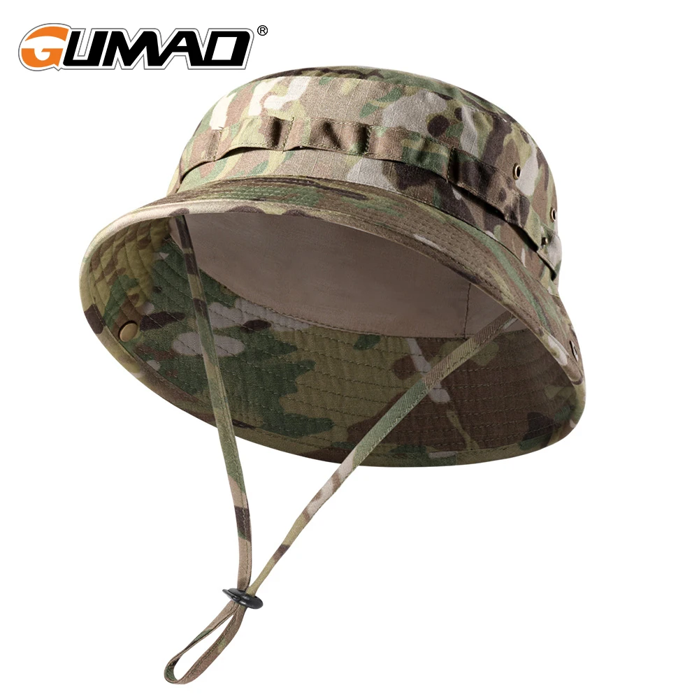 Tactical Fishing Boonie Hats Camouflage Panama Cap Hunting Shooting Outdoor Camping Sun Protection Folding Fisherman Bucket Hat