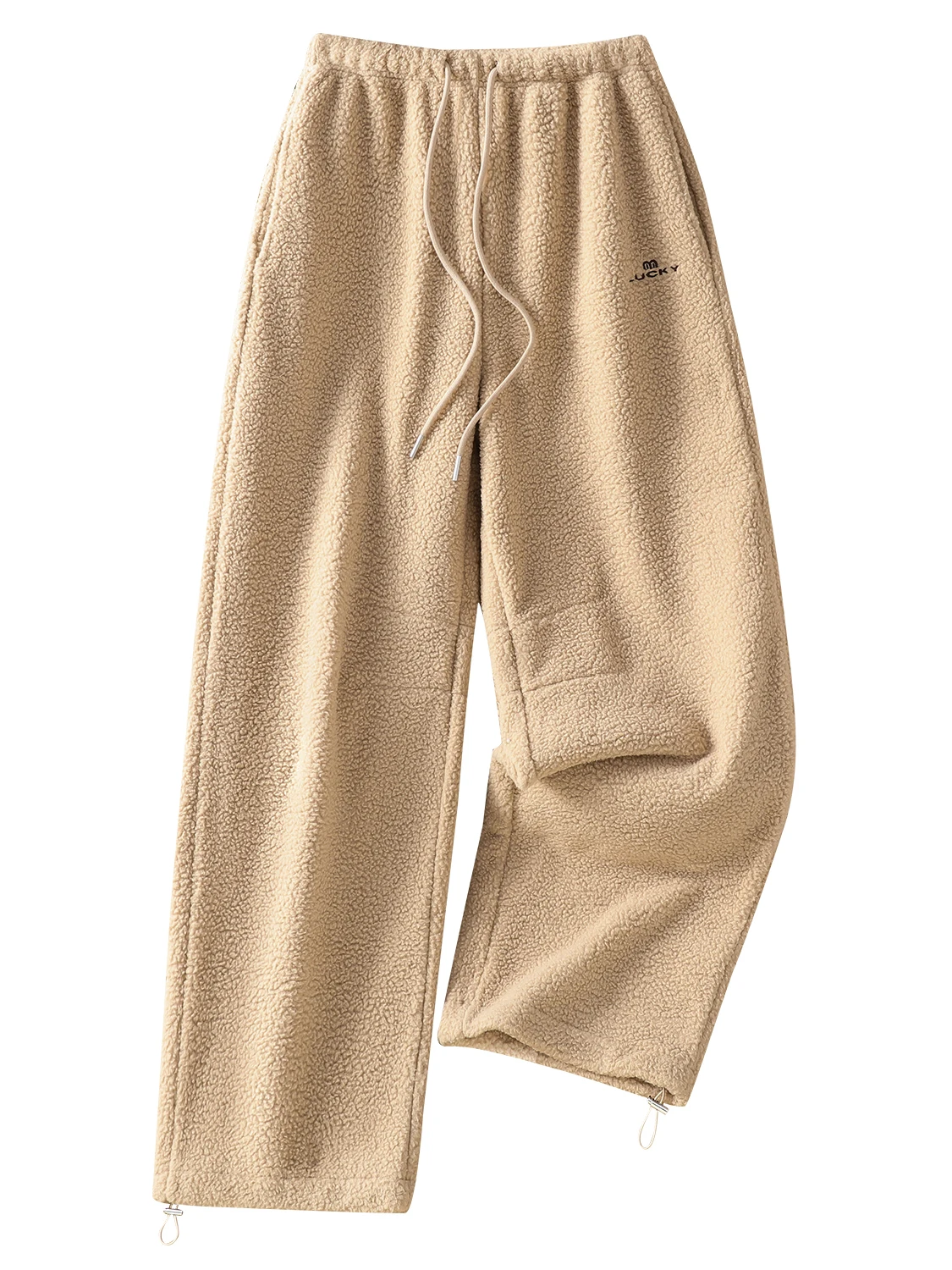 Thiened Fce taille haute pantalon à jambes larges femmes automne hiver nouveau Sle pantalon décontracté ample chaud peau d'oreille Simulation