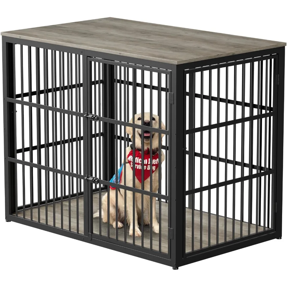 

48'' XXL Dog Crate Furniture with 3 Doors, Wooden Crate End Table Heavy Duty Indoor Combination Cage for Medium to Large Dogs, M