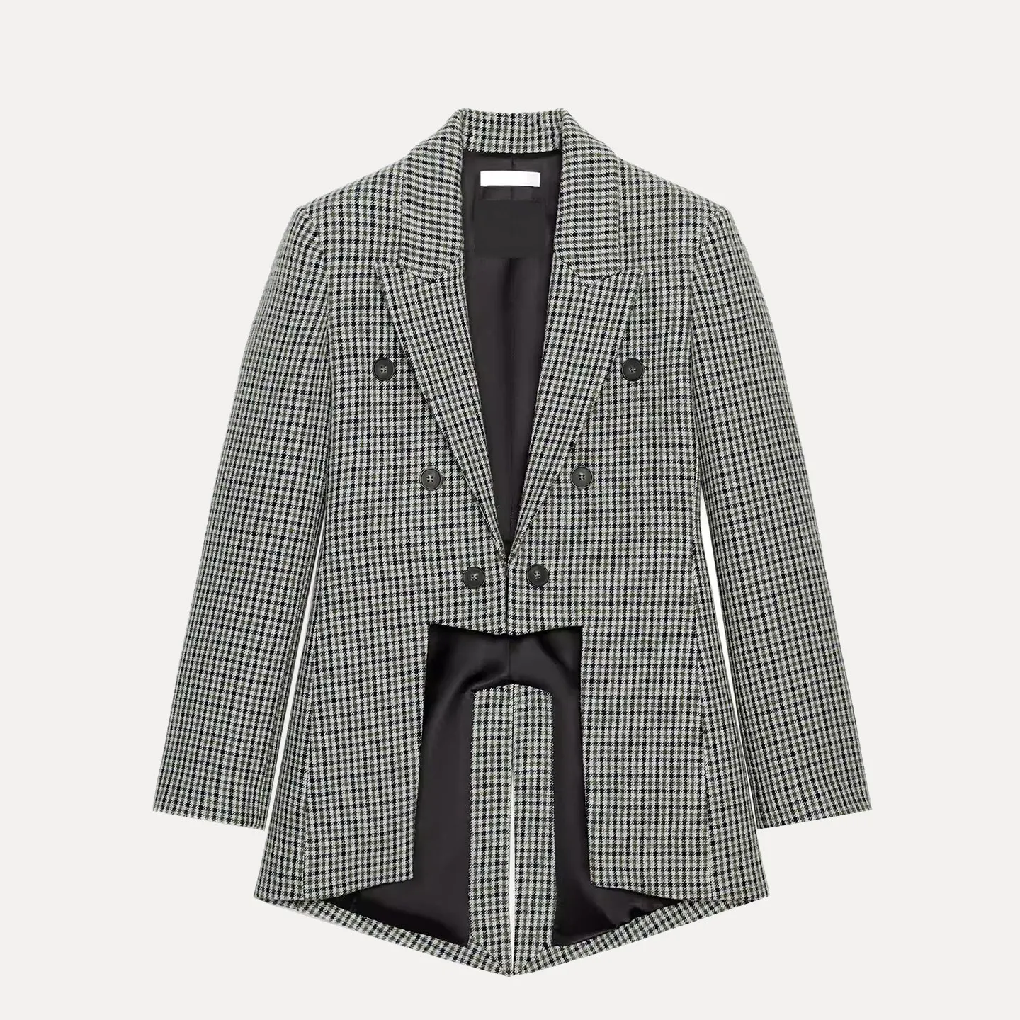 

Faionable Long Sve Plaid Asymmetric Suit Jaet Women's Spring 2026 New Arrival Z Loose Fit Double Breasted Coat