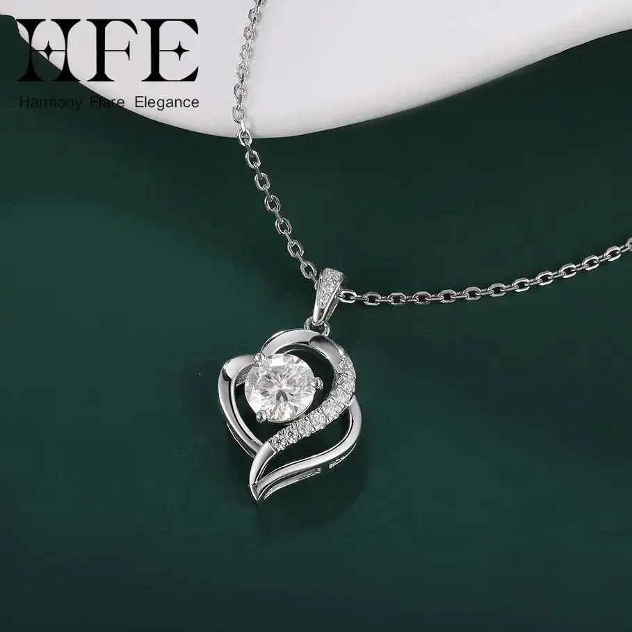 

Ожерелье с подвеской «Любовь» из муассанита HFE, 1 карат, цвет D, VVS1, серебряная цепочка 925 пробы, женские украшения для дня рождения, свадьбы