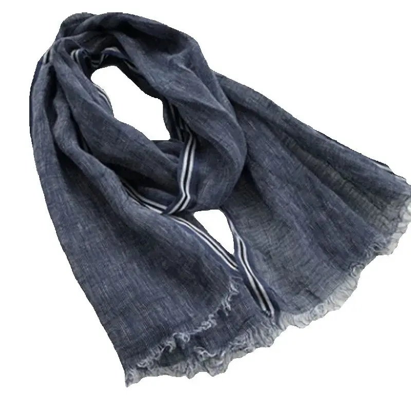 

Leisure Business Men's Linen Scarf New Style Spring And Summer Solid Color Clause Versatile Breathable Shawl In Stock