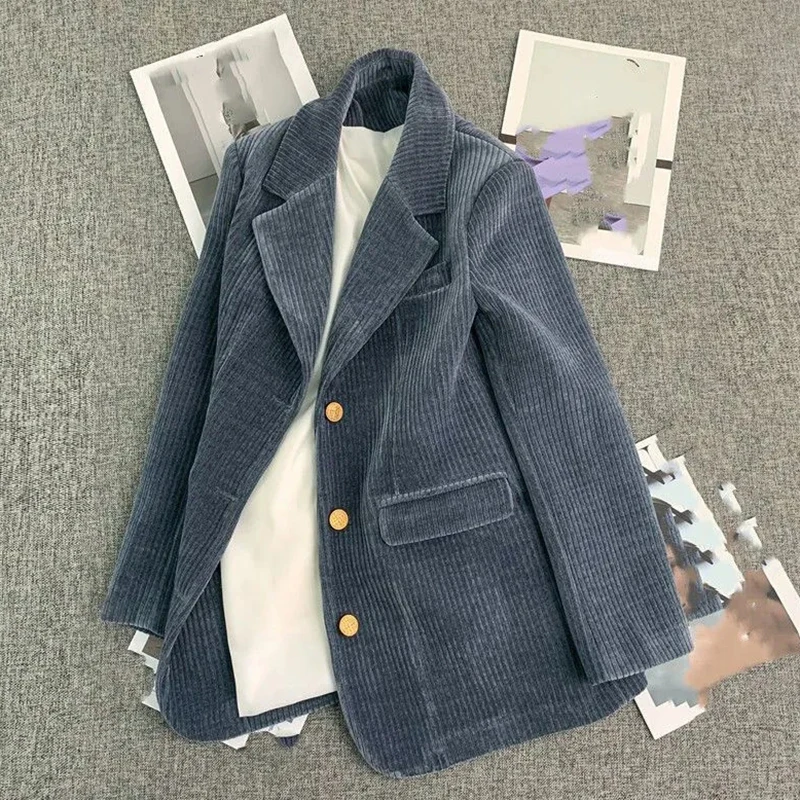 الرجعية المرأة سروال قصير السترة أنيقة طويلة الأكمام ضئيلة الحلو دعوى معطف الكورية عارضة بسيطة سيدة الخريف الشتاء لينة سترات جديدة