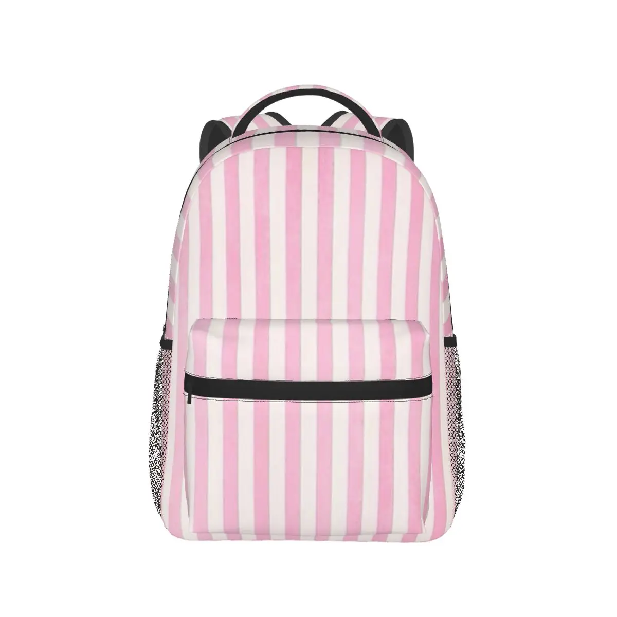 Pale Pink White Stripes Backpack Hot Sale Daypack Large Capacity Children BookBag School Bag Shoulder Bags for Men Women
