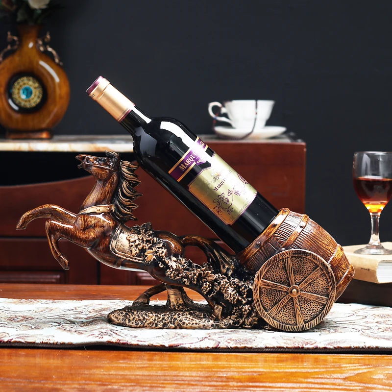 

European creative carriage red wine rack high-footed ornament wine cabinet decoration retro