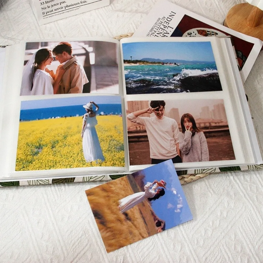 6 Inch 200 Pockets Photo Album Printed Fabric Laminated Scrapbook Album Insert Pocket Large Capacity Slip-in Picture Albums