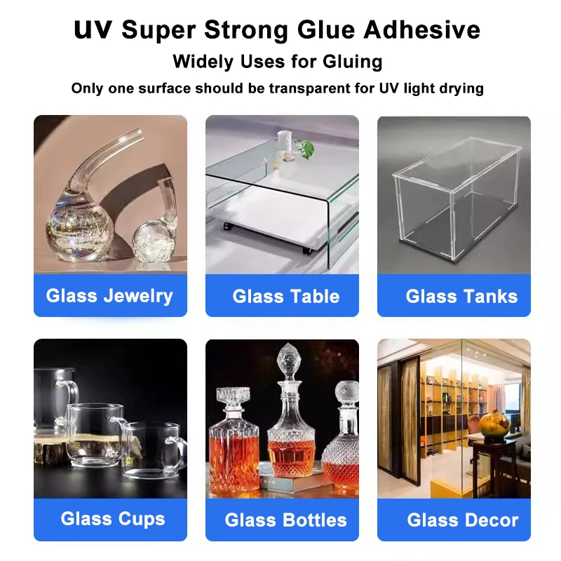 Super Instant UV Resin Glue Curing Lamp Dryer Strong Car Glass Crack Repair Jewelry Electronic Plastic Adhesive Transparent Bond