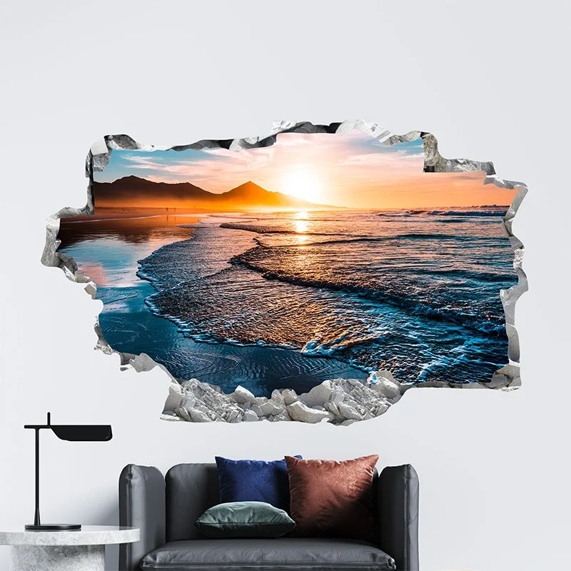 Simulation beautiful landscape painting living room bedroom background decoration wallpaper self-adhesive