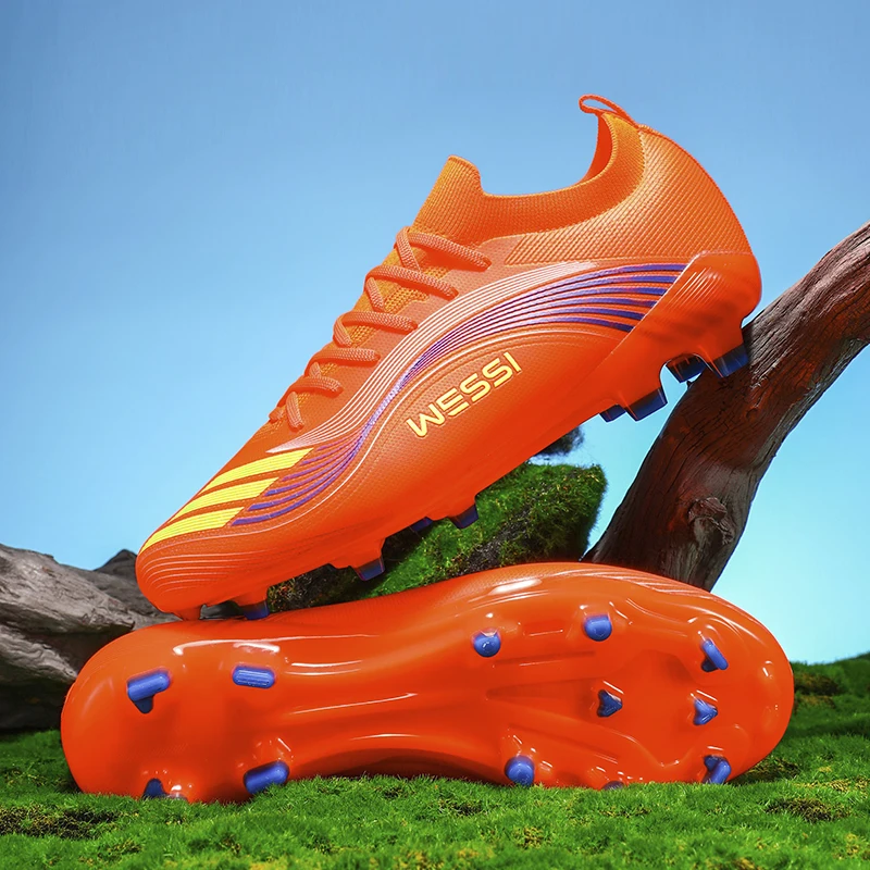 

High Quality Professional Mens Womens Football Shoes Comfortable and Elastic Training Sports Shoes Anti Slip Fitness Nail Shoes