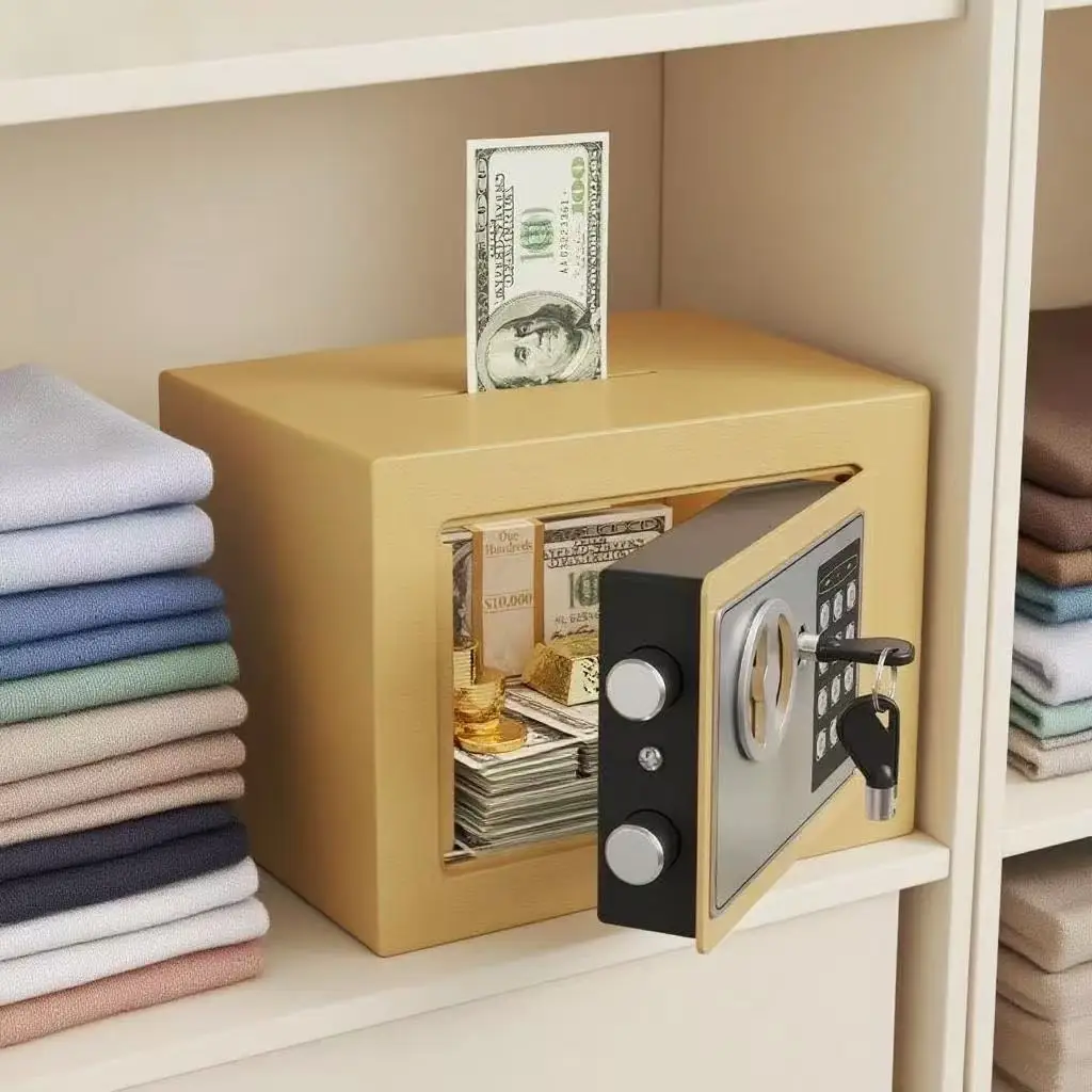 Mini cassaforte antifurto per la casa, salvadanaio per bambini, armadietto a gettoni, ufficio
