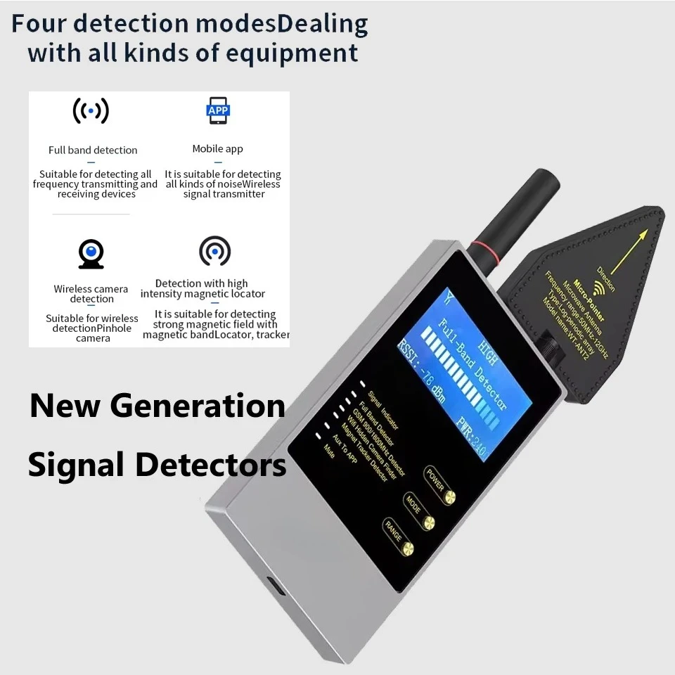 All-in-One Spy Detector Hidden Camera/GSM/GPS Tracker Finder RF Signal&Magnetic AI Detection Anti-Eavesdrop&Tracking spy gadgets