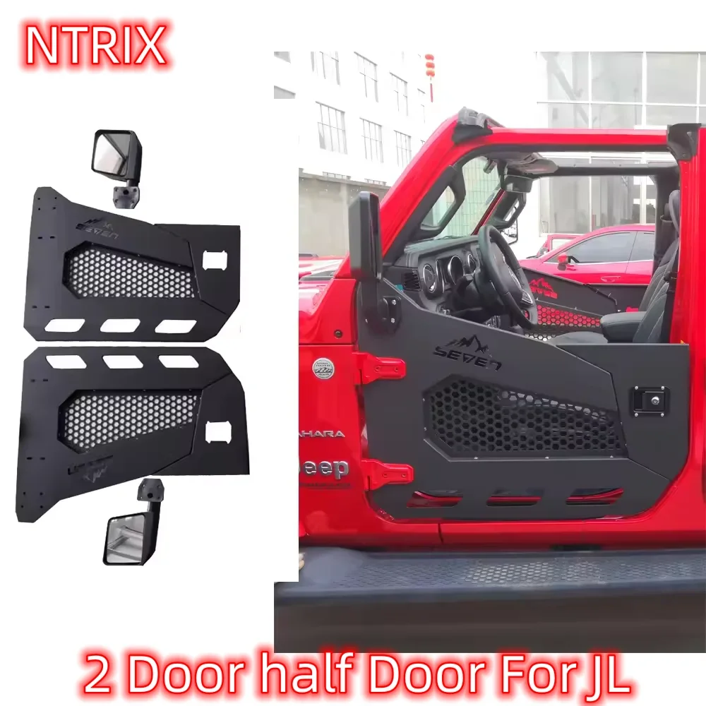 KQX 2-Door Summer Tubular Half Doors Unlimited Front Tube Doors with Side View Mirror For Jeep Wrangler JL 2018+ L1015-2