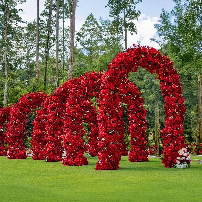 

Multi Size Artificial Rose Arch Red Series Floral Set Wedding Stage Background Decoration Shopping Mall Event Decoration