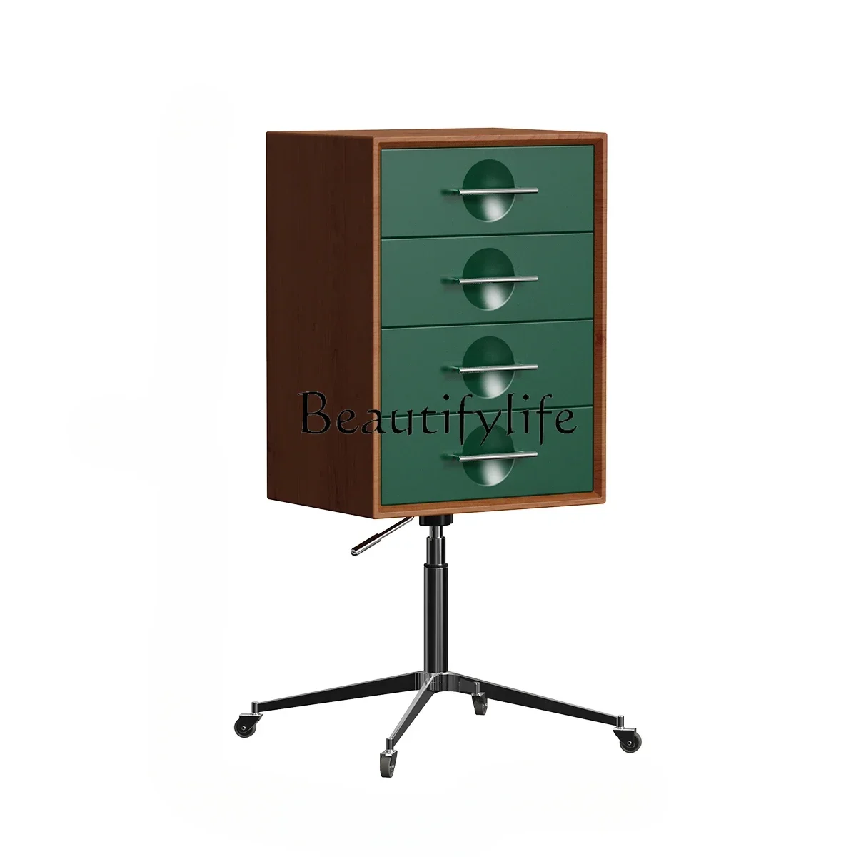 Q S Zhonggu Mobile Four-Bucket Cabinet Solid Wood Lifting Rotating Sofa Side Cabinet Bedroom Chest of Drawers Storage Cabinet