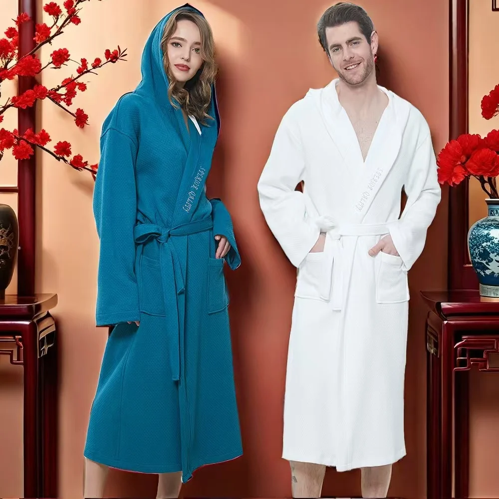 100% Cotton, Men and Women's Terry Towel Bath Robes, Thickened, Five-Star Hotel Bathrobe, Absorbent, Home, Bridesmaid, Winter