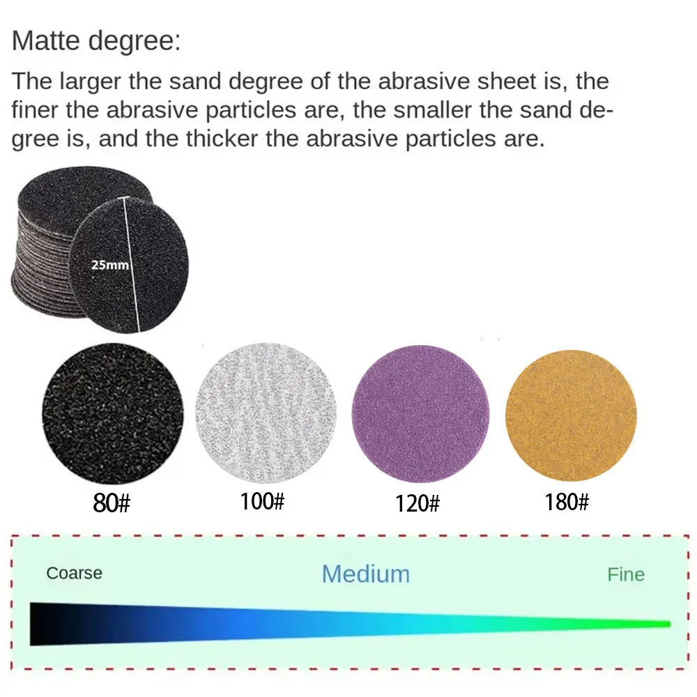 61枚入り/箱 EVA厚手交換用サンドペーパーディスク 25mm サンドペーパー 金属シャフト付きセット 角質除去ツール