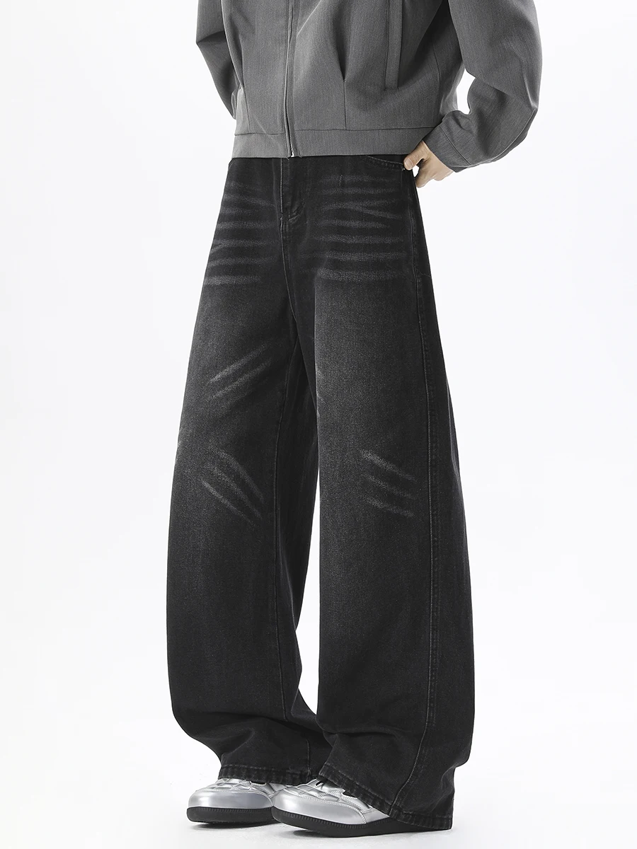 

Мужские зимние прямые джинсы с завышенной талией, свободные повседневные брюки, американские широкие брюки Sle Faion, молодежные