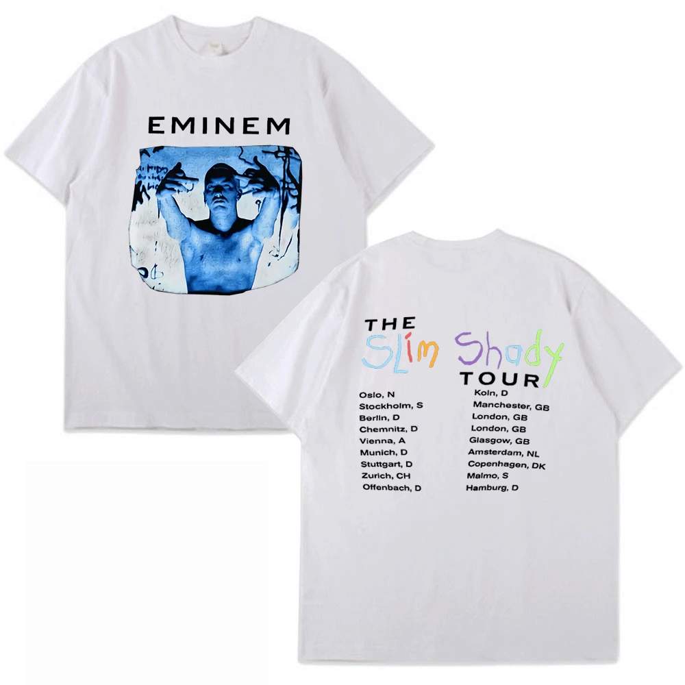 Vintage 1999 Eminem Slim Shady Tour New Print T Shirts Man Women Summer Cotton Short Sleeve T-Shirt Hip Hop Tops Tee Shirt Male