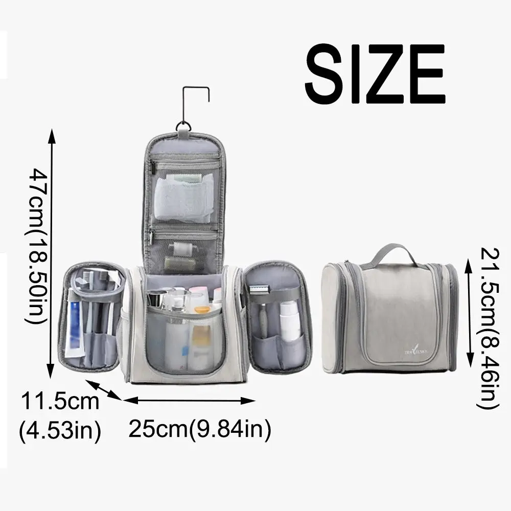 Водонепроницаемая женская косметичка, пылезащитная складная дорожная косметичка на молнии с несколькими карманами, подвесная дорожная косметичка для ванной комнаты