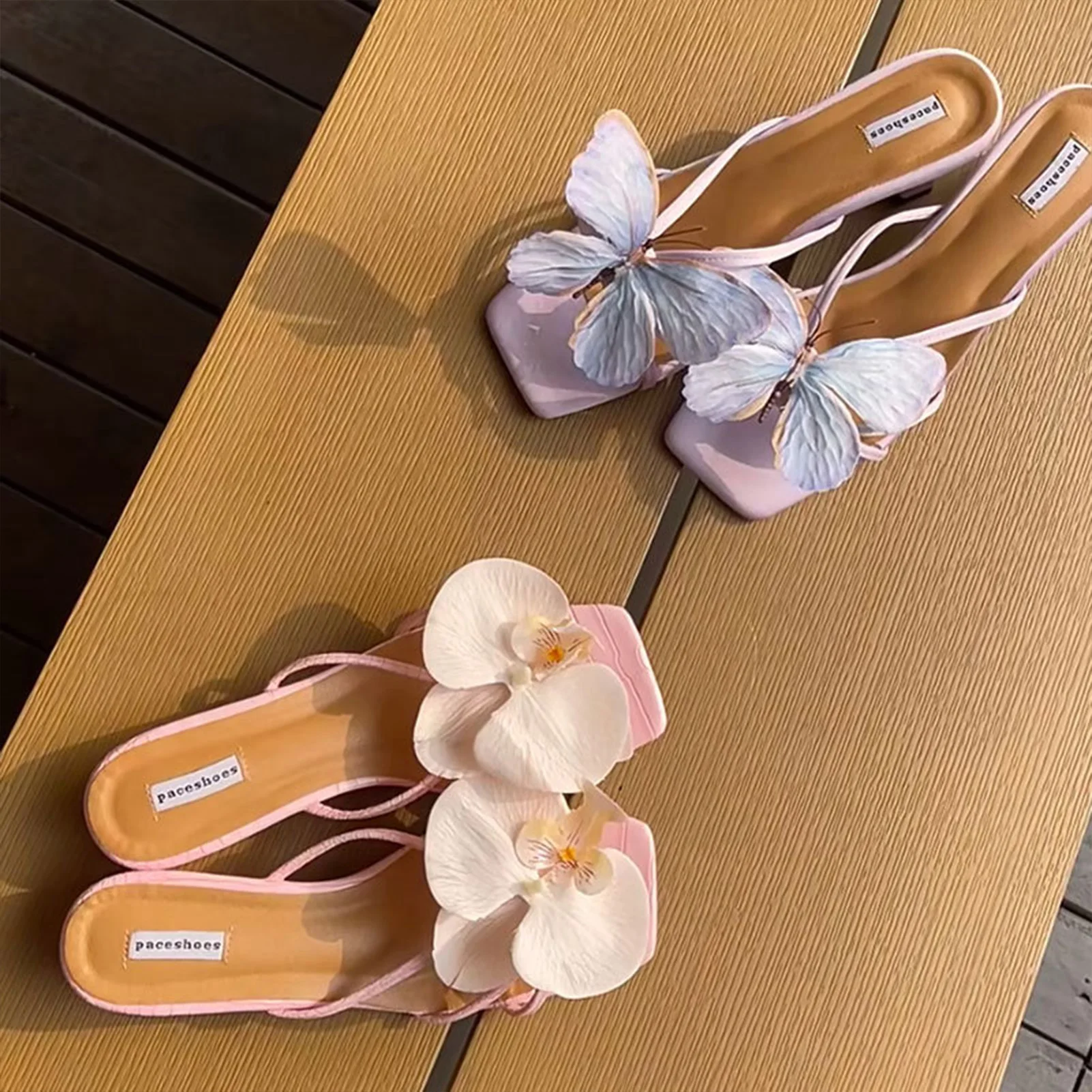 1 Pair Butterfly Shoe Clips Floral Sandal Decorations for Women Vacation Style Summer Beach Accessories with Adjustable Straps