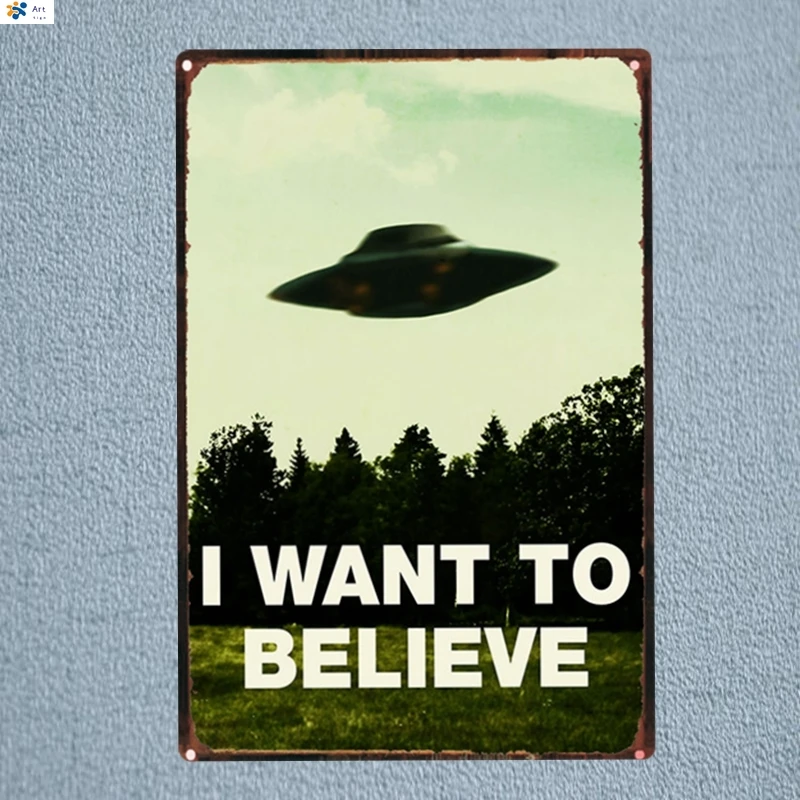 UFO I Want To Believe Tin Signs Metal Plate Garage Wall Pub Restaurant Home Art Decor Vintage Iron Poster Cuadros sign