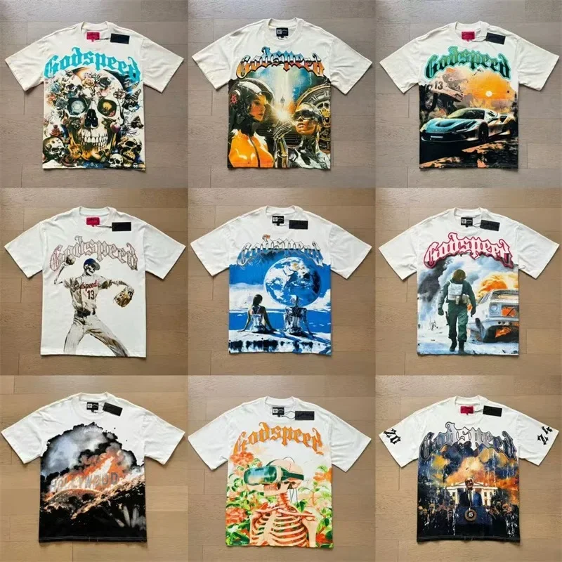 

New Godspeed T-shirt Men Women High Quality Vintage God Speed Round Neck Short Sleeve Harajuku Summer Style Top Tee Unisex