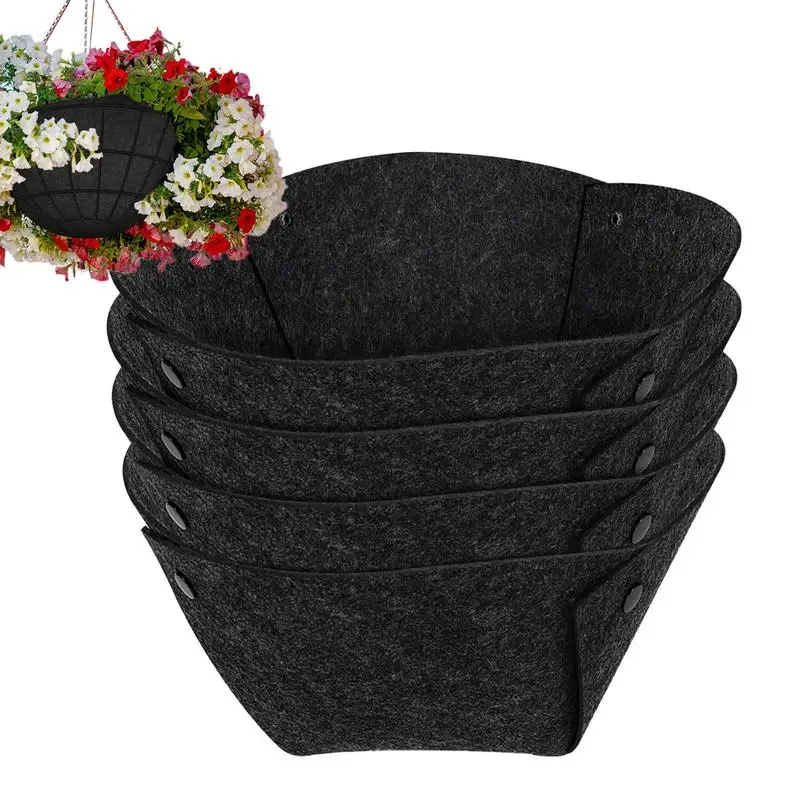 Planter Basket Liners 4pcs Planter Fabric Replacement Liners Round Plant Pot Basket Liner For Outdoor Indoor Garden Wall Planter