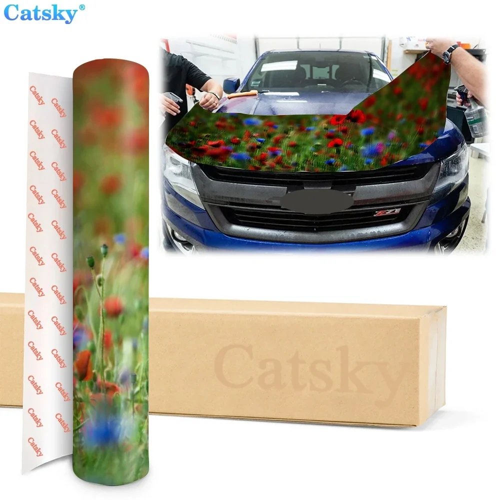 Earth -  Poppy Car Hood Vinyl Stickers Wrap Vinyl Film Engine Cover Decals Sticker  Car Accessories Car Hood Protector