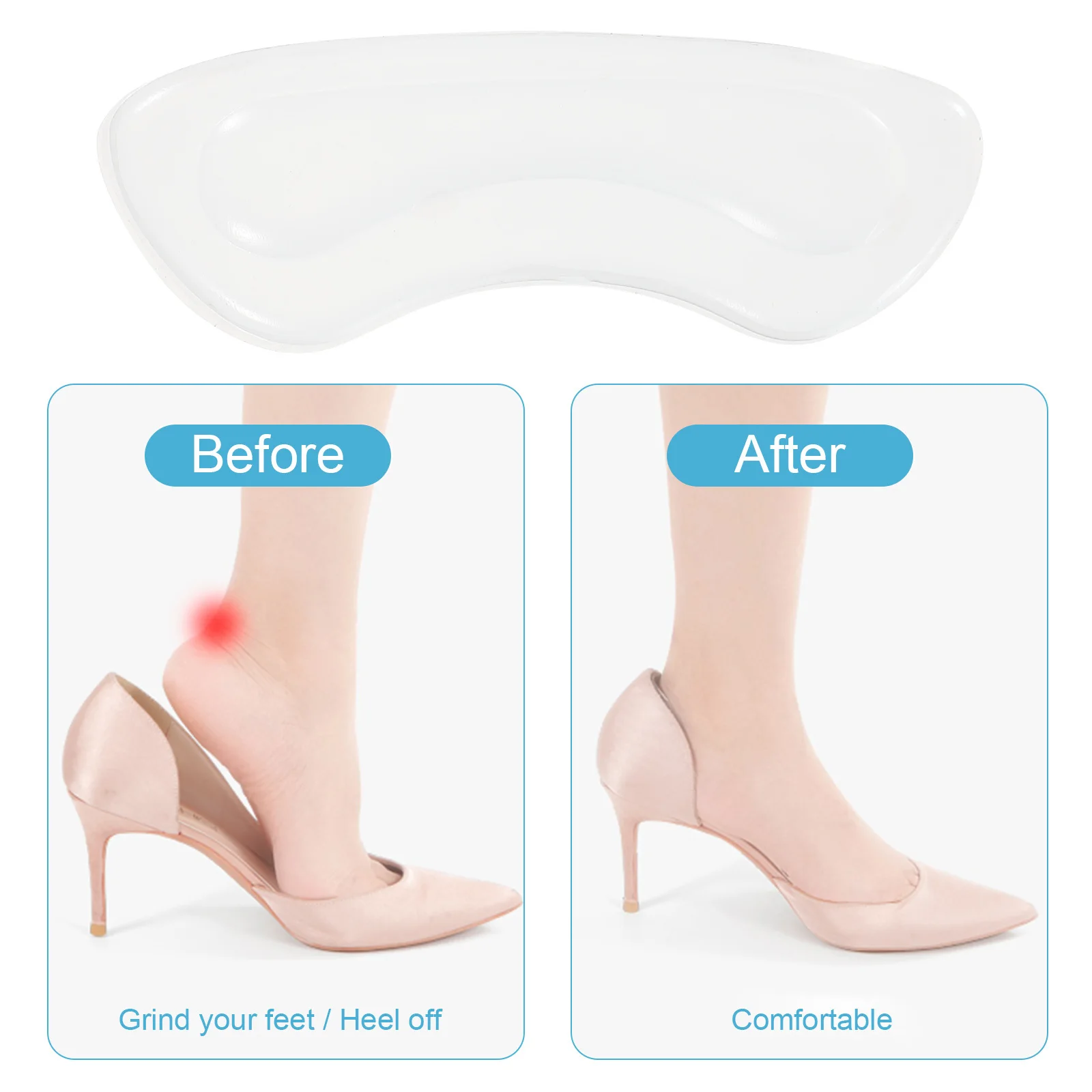 

20Pcs Invisible Heel Grips Transparent Silicone Anti-Wear Non-Slip Shoes Pads High Heels Boots Sports Feet Protectors Pain