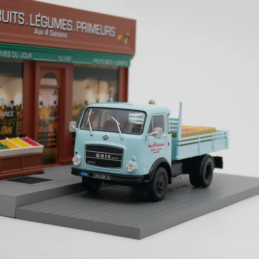 Diecast Ixo Scala 1:43 Unic 20C Furukawa Piccolo Camion Scena di Consegna della Frutta Veicolo Negozio di Frutta Tavolo di Sabbia Modello Giocattolo Auto in Lega